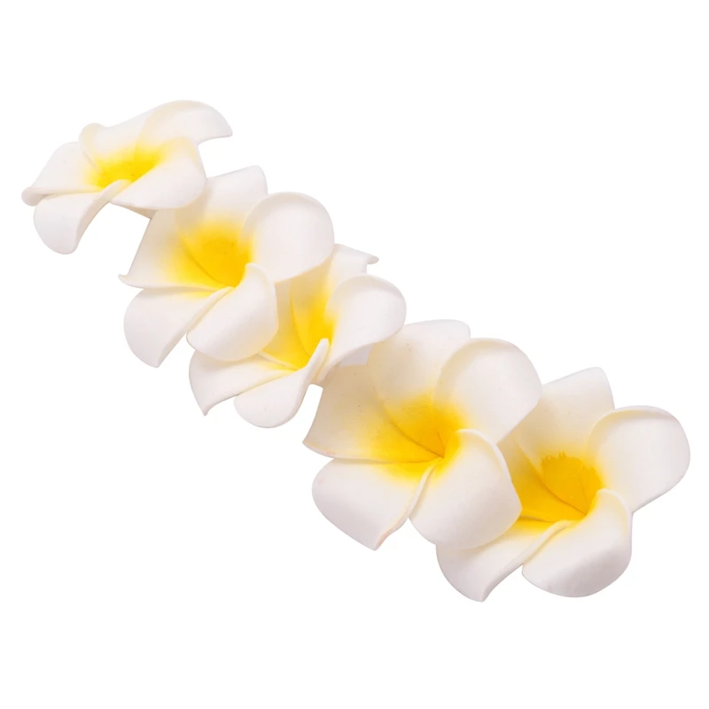 100Pcs White Foam Hawaiian Frangipani Artificial Plumeria Flower Petals Cap Hair Hat Wreath DIY Wedding Decoration 5Cm