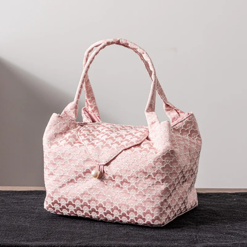 Brocade Travel Tea Set Storage Bag Japanese Style Outdoor Portable Large Capacity Teapot Storage Box Tea Cozies Fabric Bag ZC795 view 4