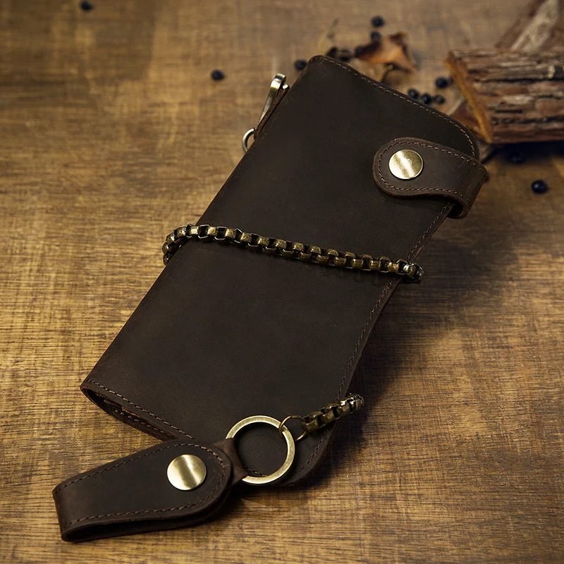 

Handmade Vintage Crazy Horse Genuine Leather Man's Long Wallet Multi-function Top Layer Cowhide Zipper Card Holder Wallet