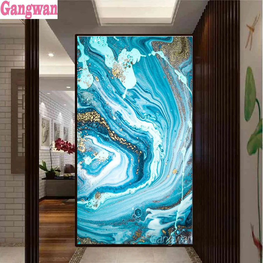 Blue Wave Abstract large size painting 5d diamond painting Diy mosaic square full drill diamond embroidery round rhinestones art