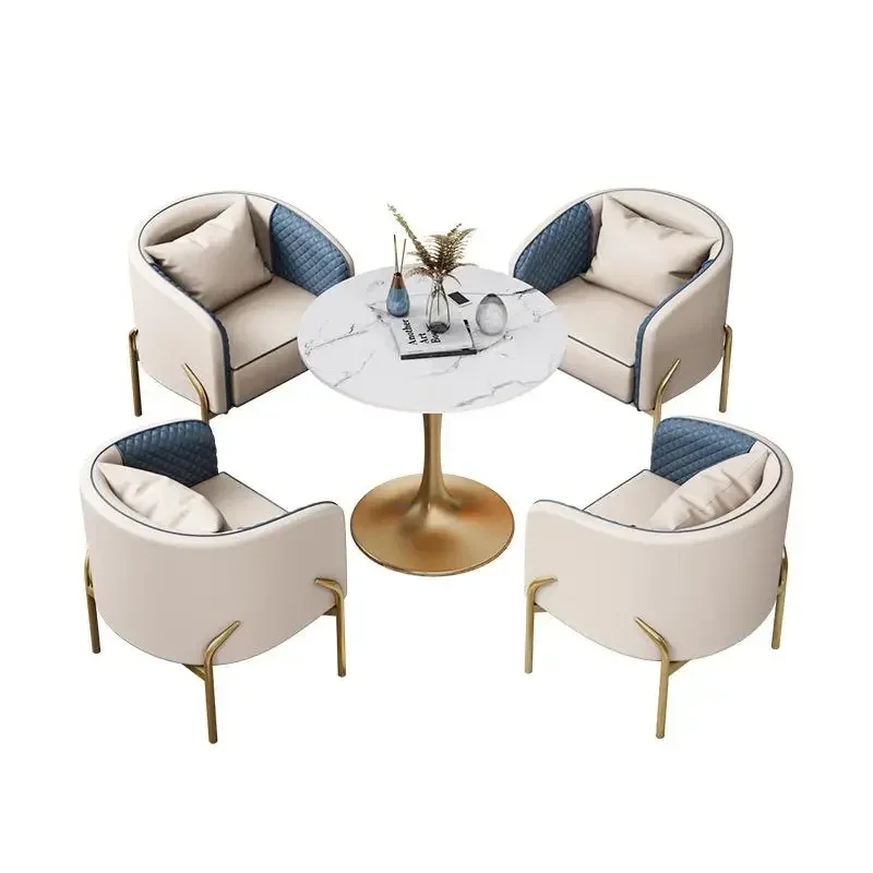 

-Modern Luxury Leather Sofa & Table Set Stylish Metal Furniture For Hotel Lobby Living Room Office Waiting Area Or Cafe