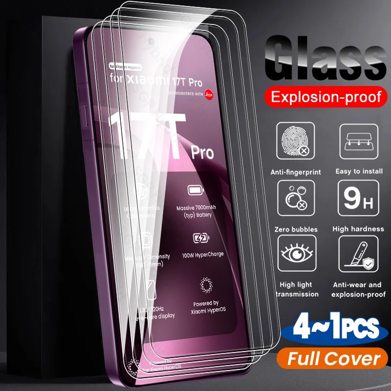 

4-1Pcs for Xiaomi 17T Pro 5G Protective Glass Xiaomi17T Xiaomi17TPro Screen Glass on Xiomi Mi17T Mi 17 T 17TPro Protector Film