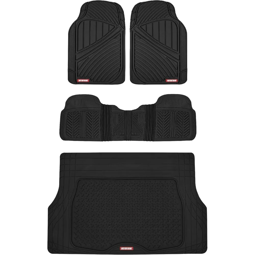 

FlexTough Performance All Weather Rubber Car Mats with Cargo Liner - Full Set Front & Rear Floor Mats for Cars Truck SUV, Autom