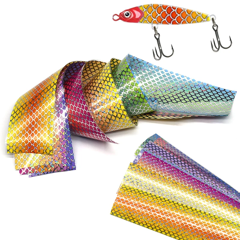 Rainbow Laser Honeycomb Lure Foil Film 10 Sheets Assorted Colors Non Stick DIY Wrapping Tape Alternative Jig Minnow Lure Build