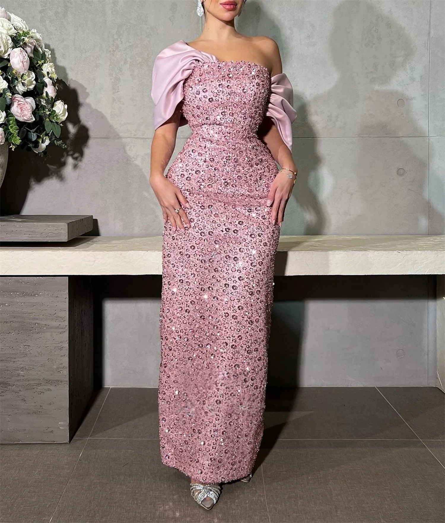 

Розовые блестки Длинное платье на заказ Вечерние платья Pastrol Унисекс Джерси Ретро Дубай Саудовская Аравия Израиль Пром по индивидуальному заказу