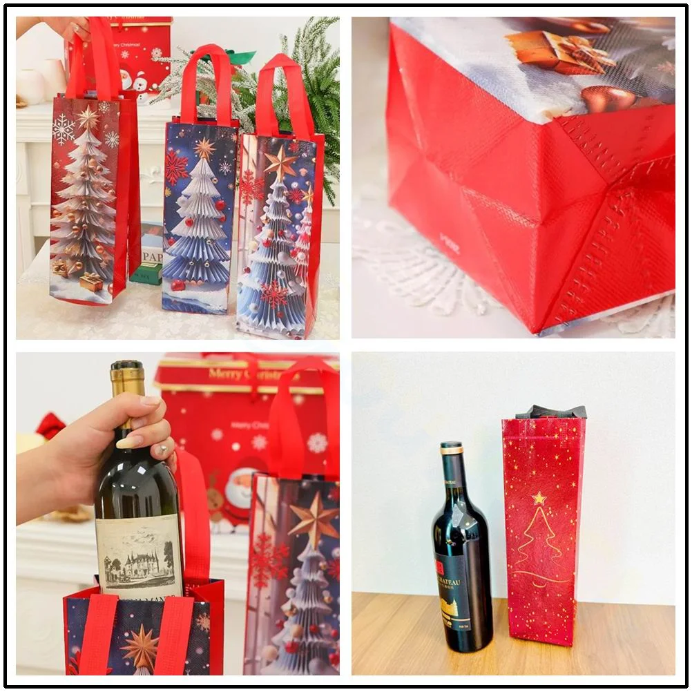 Wine Bottle Gift Bags Luxury Designer Bags for Sweets Non Woven Packaging Gift Wrapping Bags Christmas Party Wedding Handbag - Detail 1