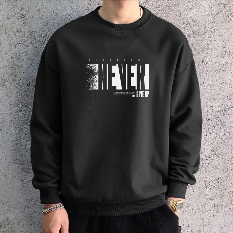 Men Oversized Graphic Sweatshirts Hoodied Trendy Printed Long Sleeve T-shirt Cotton Hiphop Tees Sports Top Men Clothing 2025 New