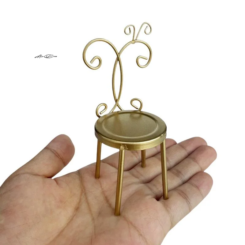 Miniature Dollhouse Iron Back Chair Furniture 1:12 Scale Doll House Accessories Home Model Decor Toy