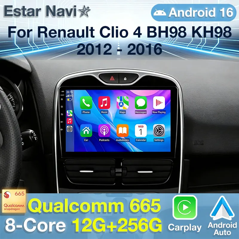 10'' For Renault Clio 4 2012 - 2016 Android 16 Carplay Car Radio Multimedia Video Player Android Auto 4G WIFI GPS Navigation DSP