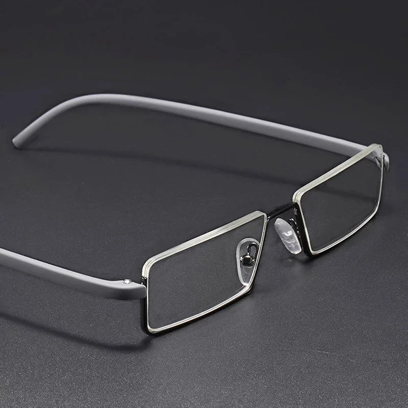 Metal Anti-Blue Light Reading Glasses Men Half Frame Prescription Eyeglasses Male TR90 Eyewear +0 +1.0 +1.5 +2.0 +2.5 +3.0 +3.5