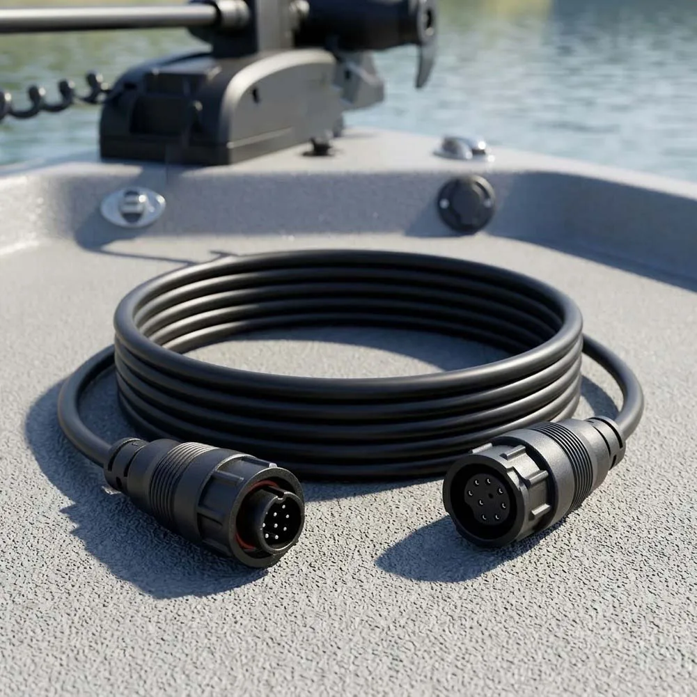 Fishfinder Extender 9-pin Transducer Cable Oxygen-free Copper Core Flexible PVC Shell Waterproof Design Male To Female Connector
