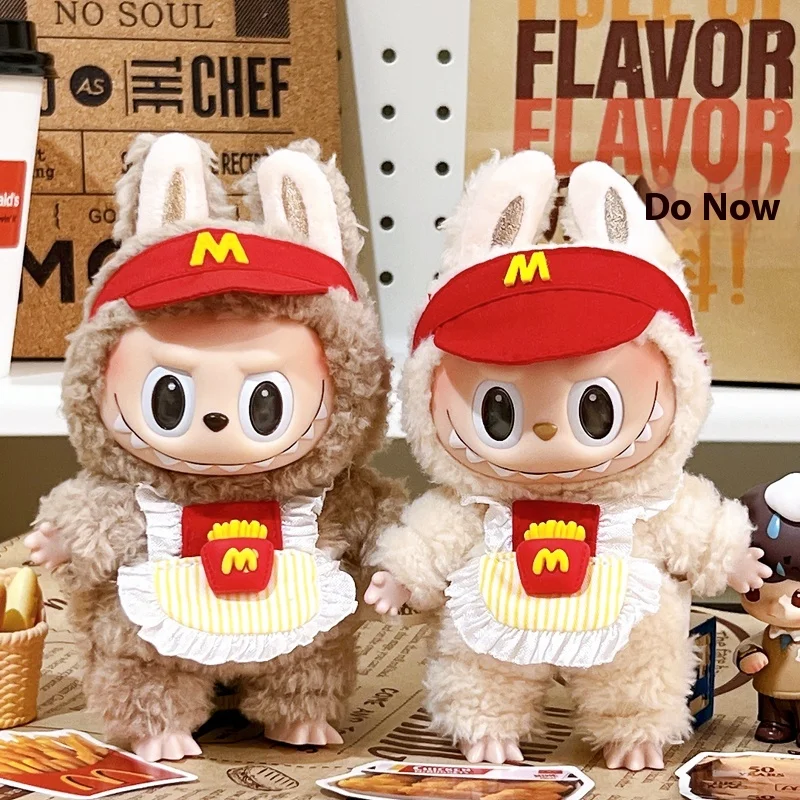 Labubu-ropa para muñeca con colgante, conjunto de macarrón de muñeca de goma de tela de felpa de 17cm, ropa de disfraz, conjunto de restaurante sin muñecas Pop Mart