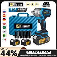 Gisam 1200N.M Torque Brushless Electric Impact Wrench 1/2 inch Cordless Wrench Screwdriver Power Tool For Makita 18V Battery Pin