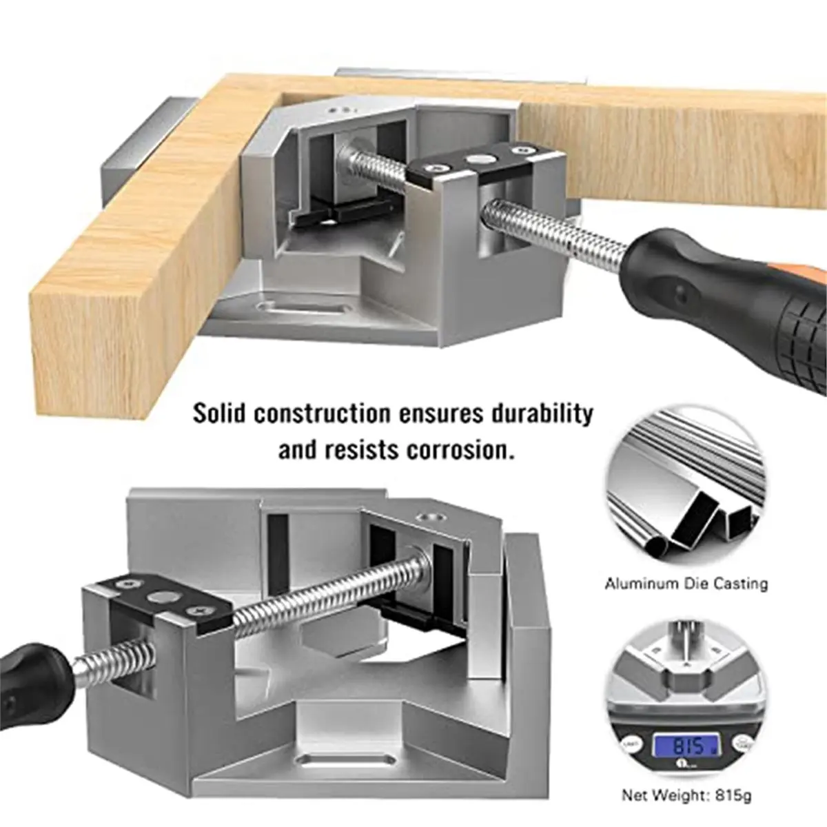 Right Angle Clamp, Single Handle 90° Corner Clamp, Clamps for Adjustable Swing Jaw, Woodworking Tools Vise Holder
