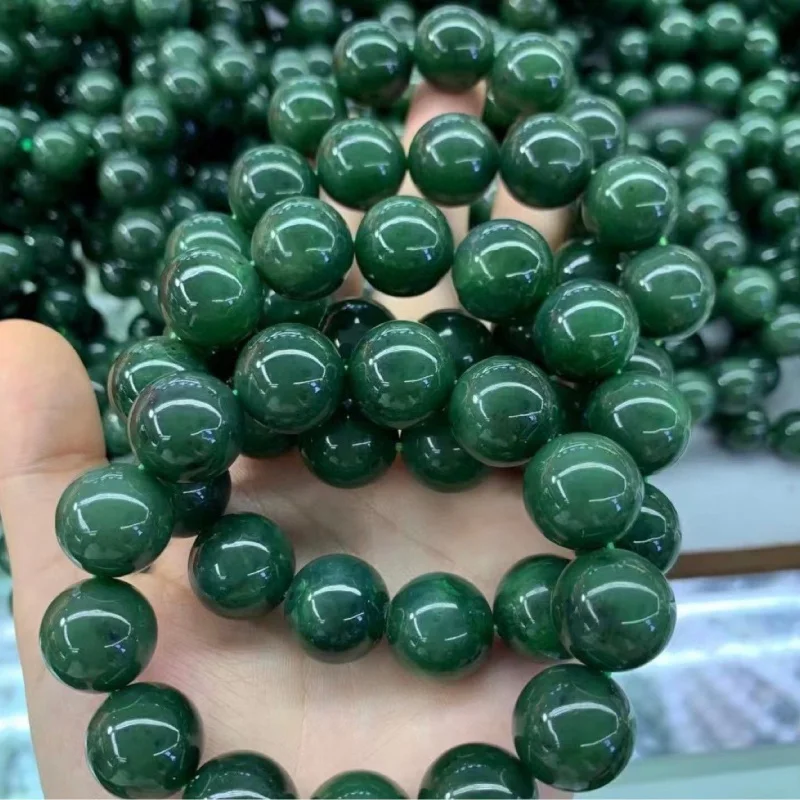 Hetian Jade 16 мм шпинат зеленый одиночный круг теплый оптом