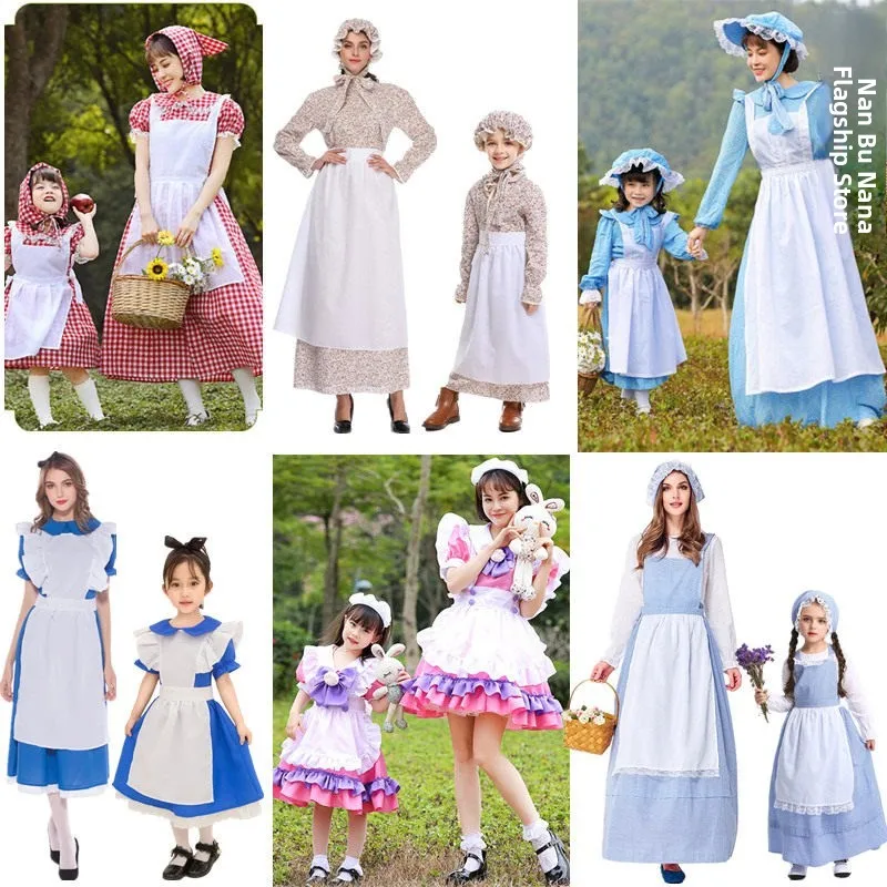

Halloween Navy Sailor Mid-Century Maid Grandma Countryside Little Red Riding Hood Cos Girls Adults Clothing Polyester Material