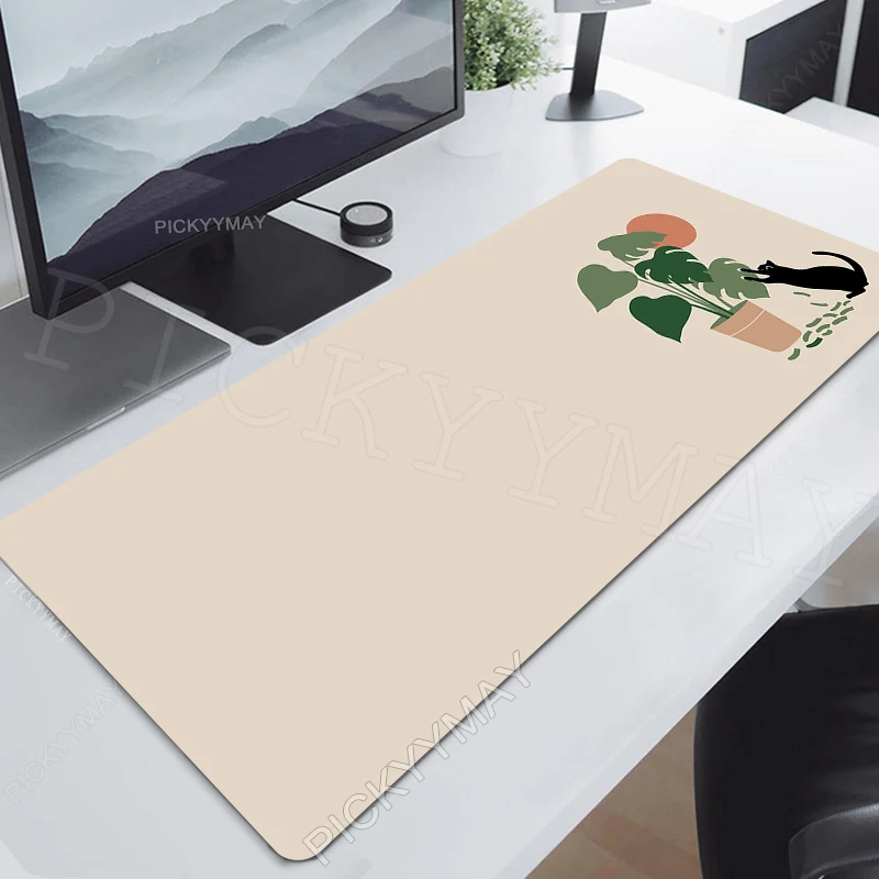 Imagem -02 - Grande Gato Kawaii Gaming Mouse Pad Computador Mousepad Mesa Mat Bloqueio Borda Tapetes de Mesa para pc Teclado