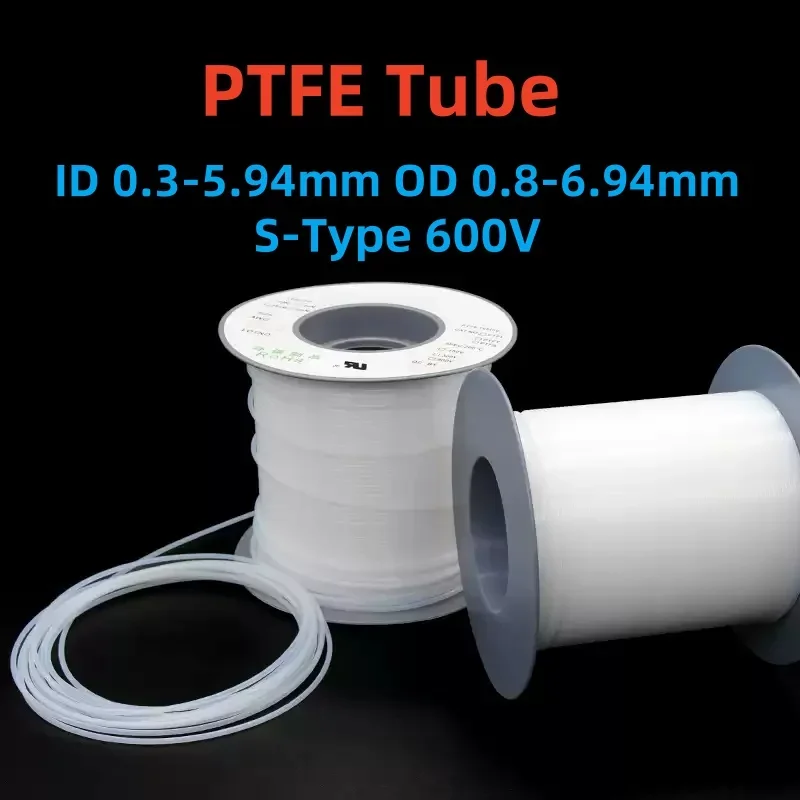 1 Meter ID 0.3-5.94mm OD 0.8-6.94mm PTFE Tube AWG S-Type 600V Insulated Capillary Heat Protector Transmit Hose