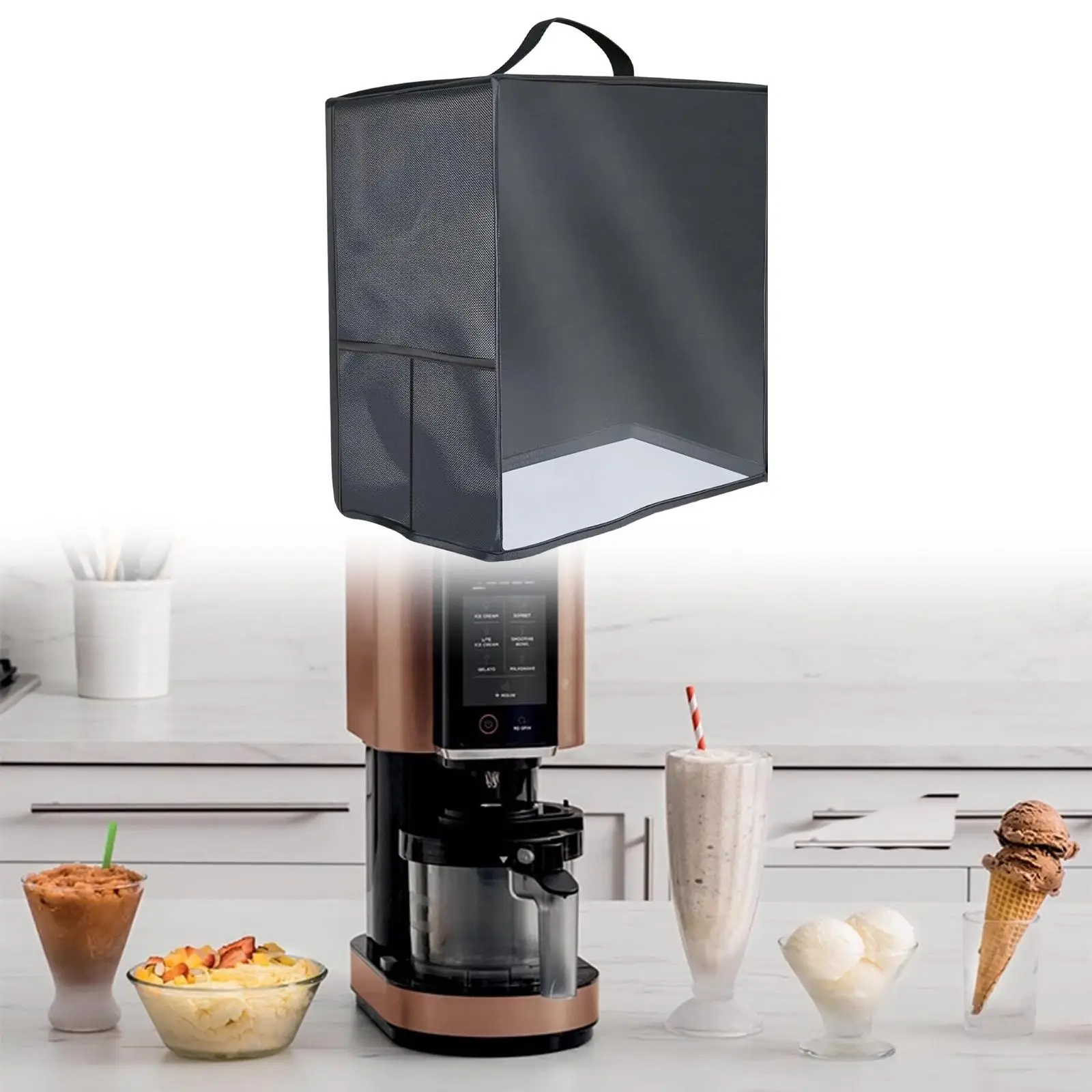 

Ice Cream Maker Dust Cover Practical Durability Additional Pocket with Handle, Foldable Storage, Protective Cover, Accessories