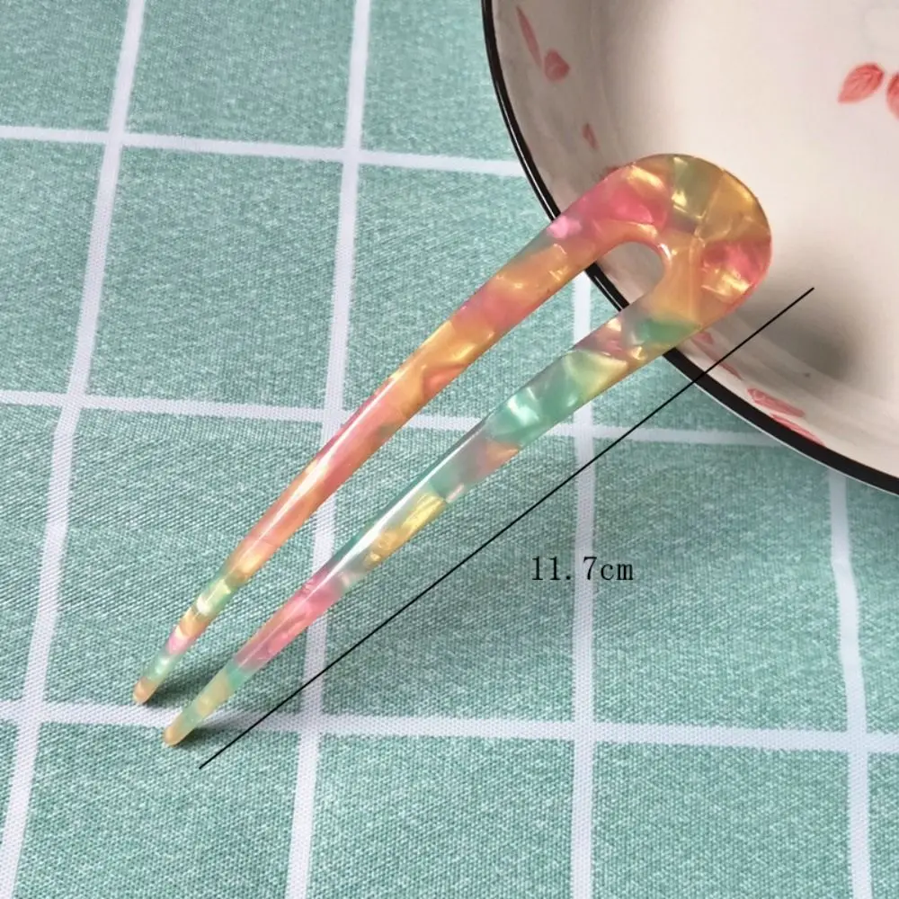 Fashion U-Shaped Hair Fork Acetate Headwear Hair Sticks Geometric Design Hair Bun for Women Girls