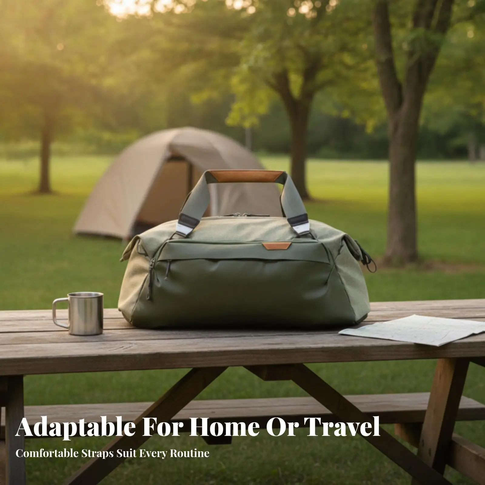 Versatile Travel Duffel Bag Polyester Reinforced Stitching Structured Shape for Air Travel