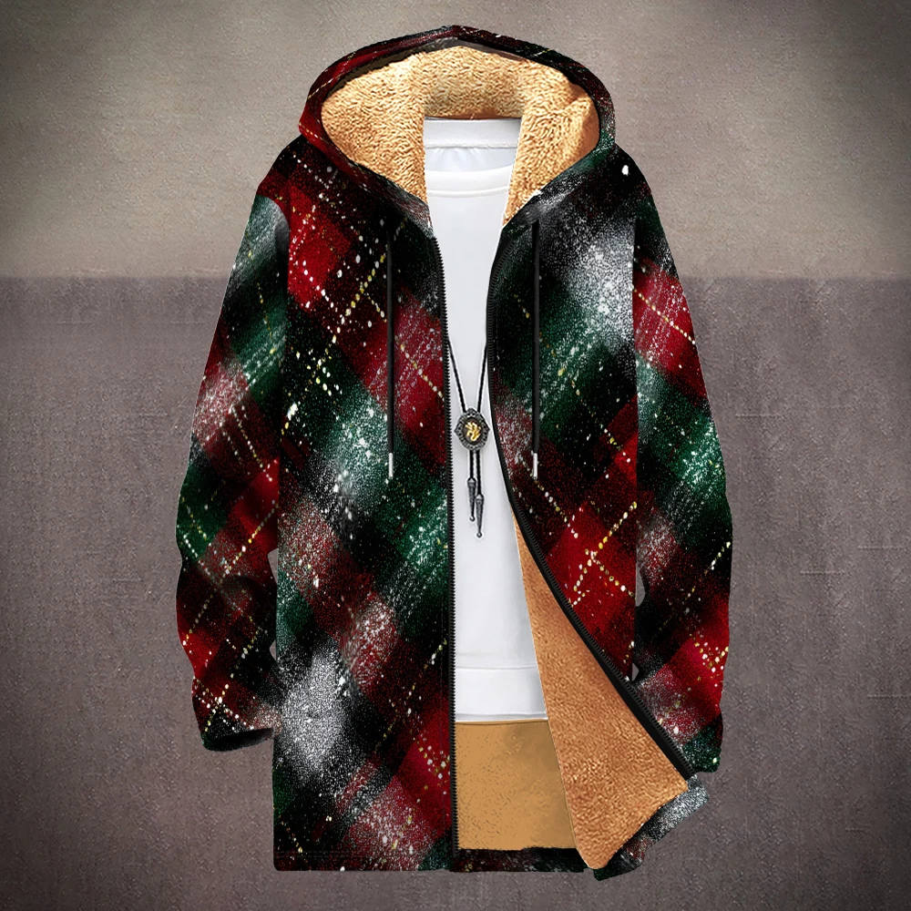 

Рождественская куртка с капюшоном и принтом на подкладке из искусственного меха, винтажное праздничное пальто, теплая праздничная верхняя одежда с рисунком Санта-Снежинки для женщин и мужчин