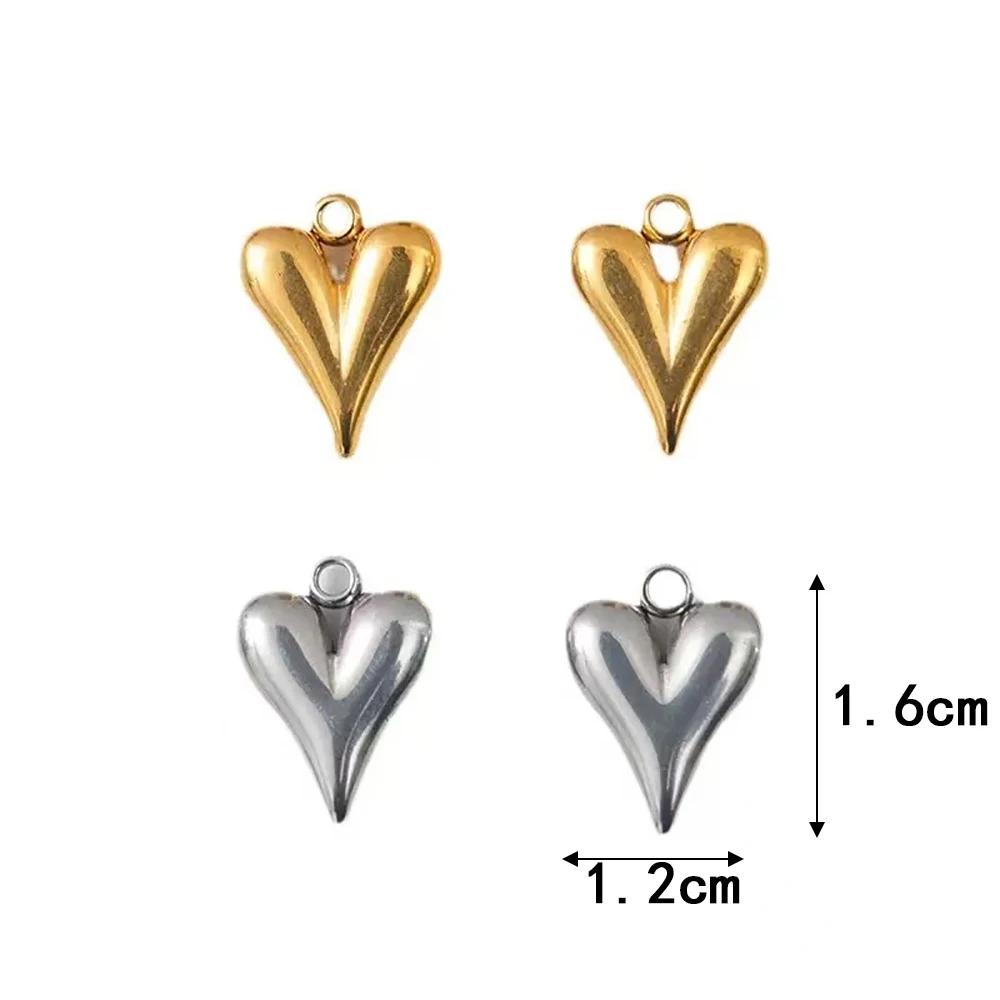 10pcs Stainless Steel Big Hole Heart Charms Pendants for DIY Jewelry Findings Women Necklace Bracelets Supplies Earrings Making view 5