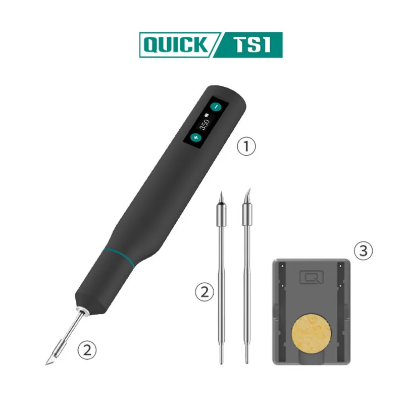 Electric Soldering Irons QUICK TS1 Smart portable soldering iron 10W OLED display Type-C charging 2600mAh Temperature 100~420℃