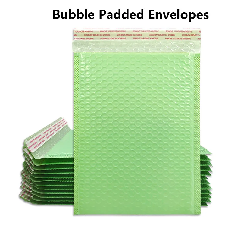 50Pcs/set Light Green Waterproof And Thickened Bubble Envelope Bag Bubble Padded Envelopes Clothing Express Packing Bag
