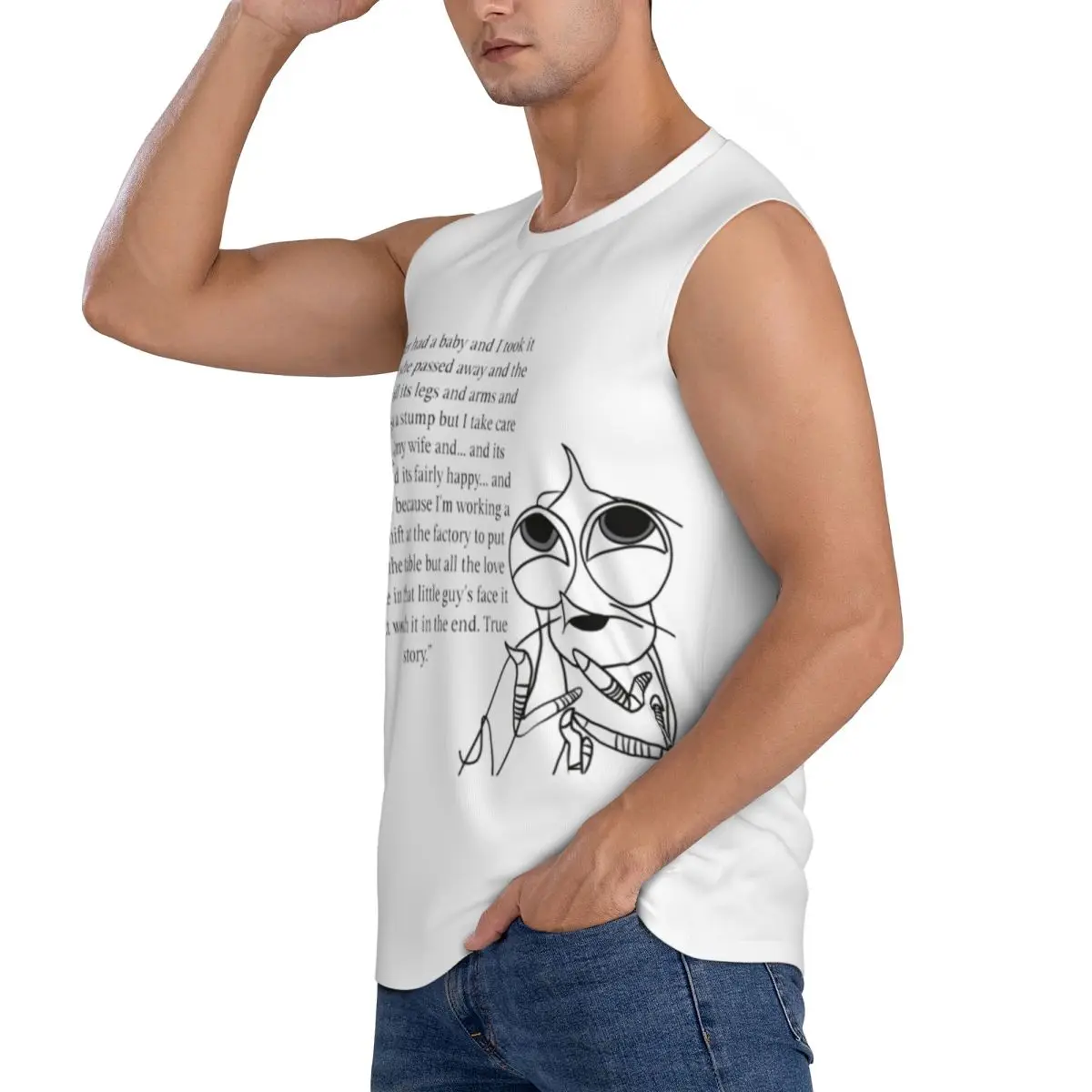 Shark Tales Shrimp Quote Men Sleeveless Tank Tops Quick Dry Breathable Gym Fitness Running Summer Casual Sport Vest