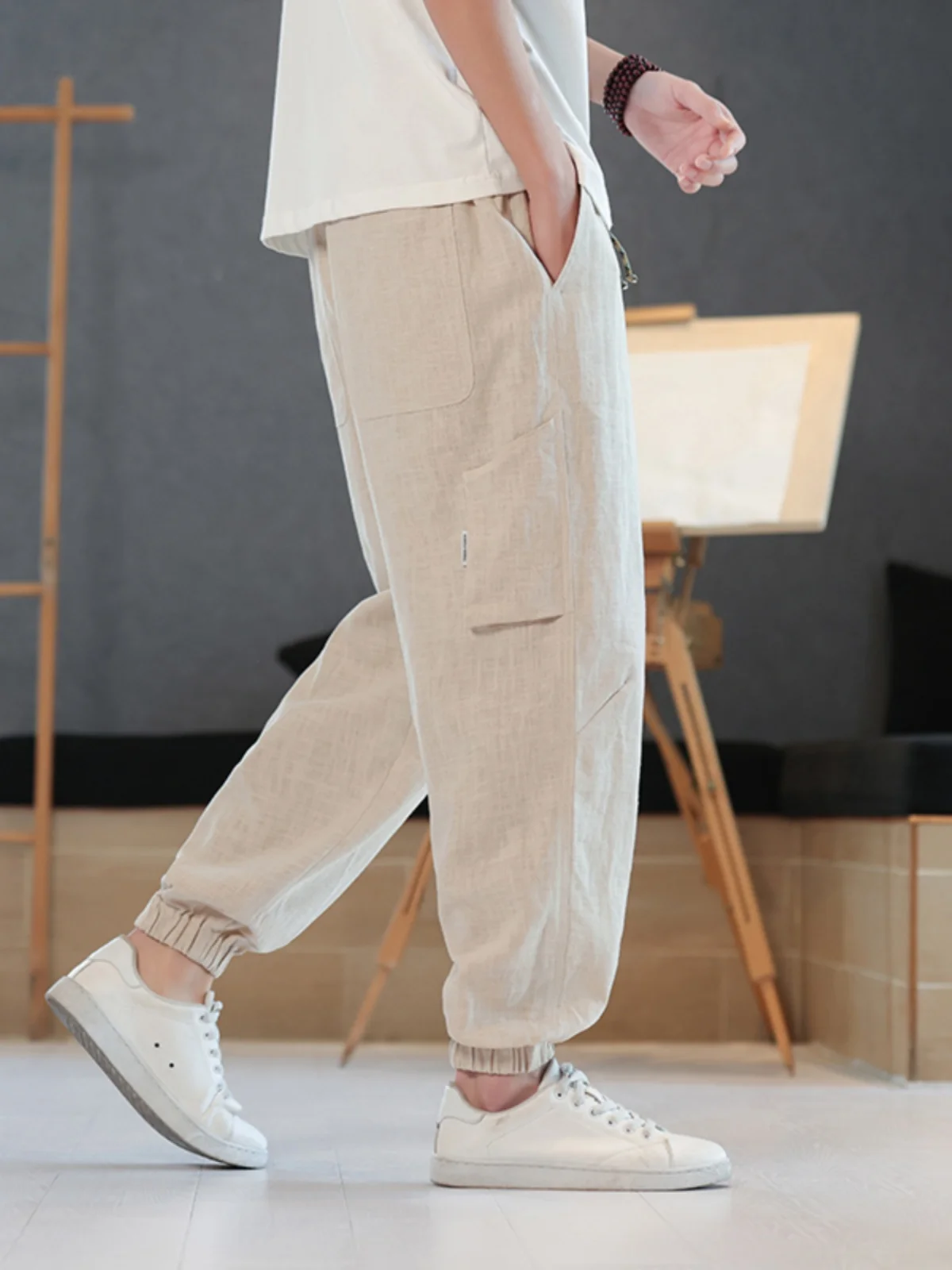 

Новые китайские мужские льняные брюки: летние, свободные, с манжетами, из хлопка и льна, повседневные, дышащие, комфортные, модные.