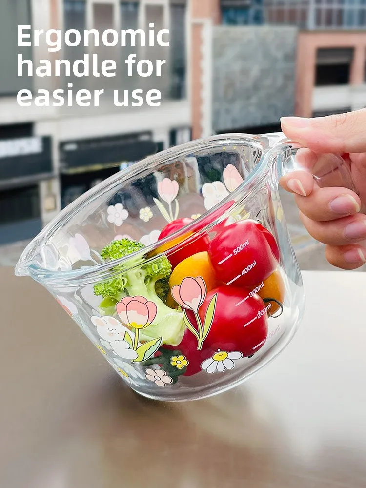 Thiened Glass Milk Cup Baking Measuring Cup Home Use Heat Resistant Microwave Se Cute Breakfast Cup with Sc for Cooking view 4