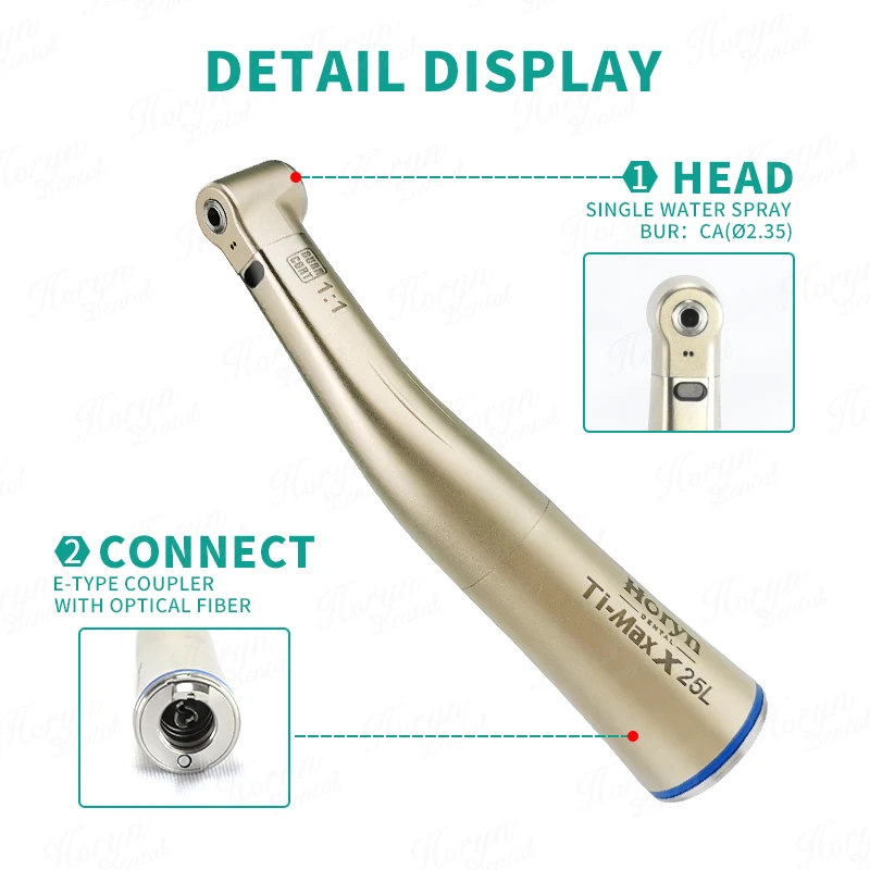 قبضة دن تال من الألياف 1:1 زر ضغط كونترا زاوية دن تال قبضة منخفضة السرعة لعيادة دن تال