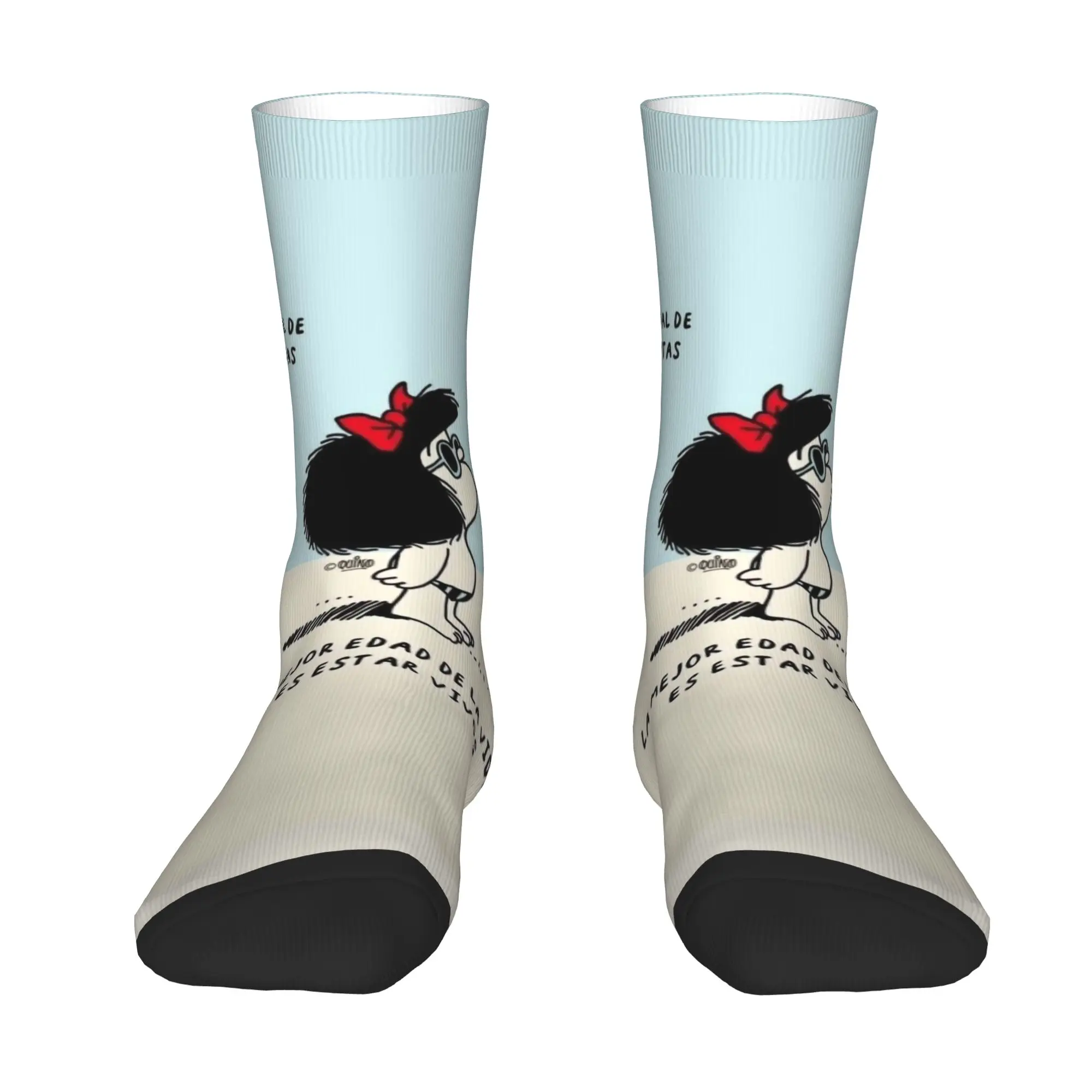 Custom Kawaii Mens Humor M-Mafalda Dress Socks Unisex Breathbale Warm 3D Printing Cartoon Quino Manga Crew Socks