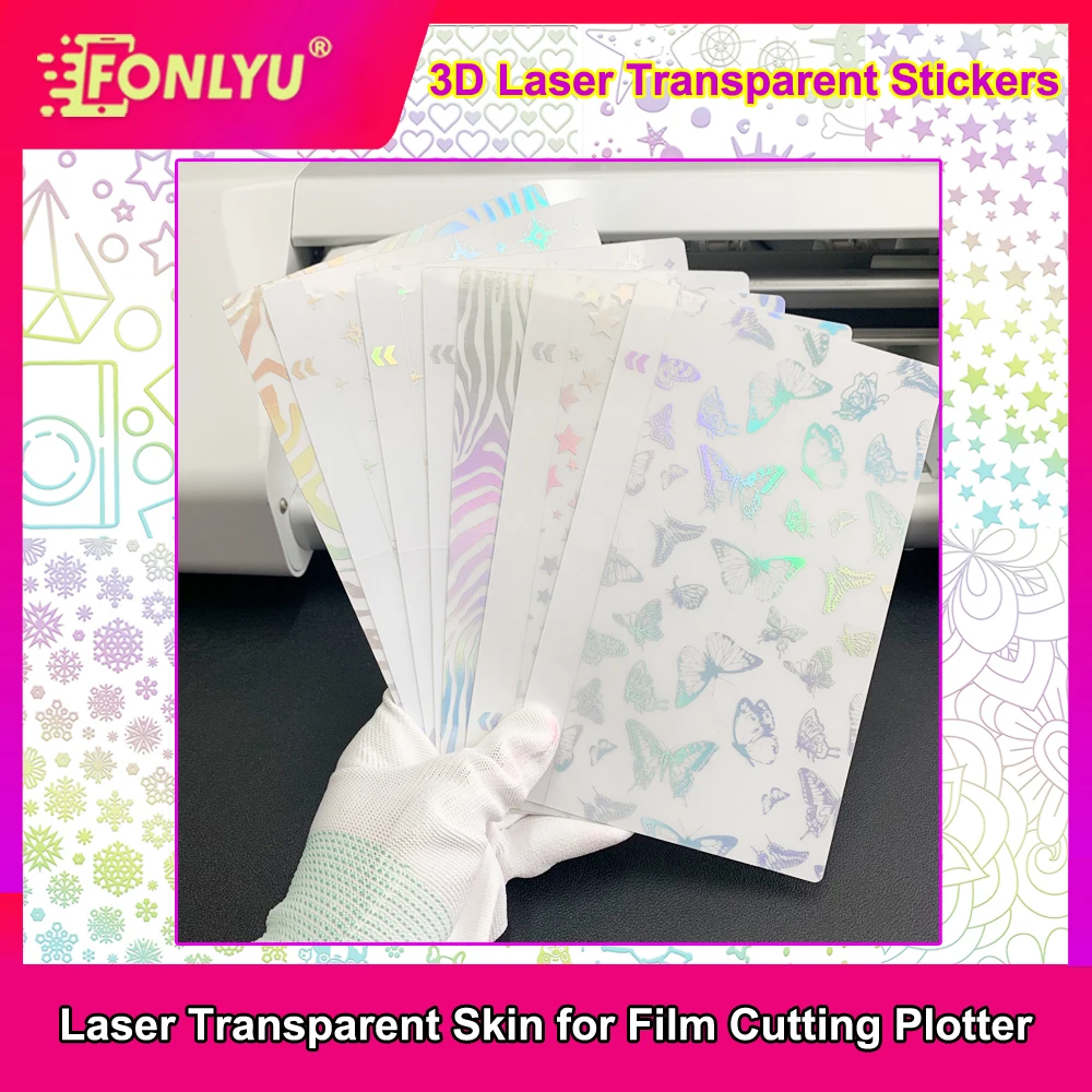 

FONLYU 50pcs Mix Transparent Phone Skin Stickers Rear Micas for Screen Protector Cutting Machine Laser Printing Decoration Films