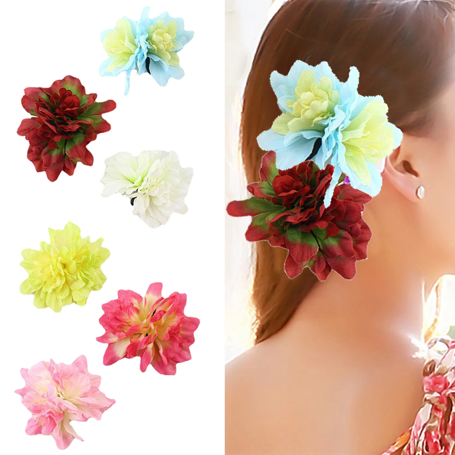 Artificial Peony Flowers Hair Pins Blooming Peony Hairpin Brooch Trendy Fabric Flowers Hair Clip Wedding Party Hair Accessories