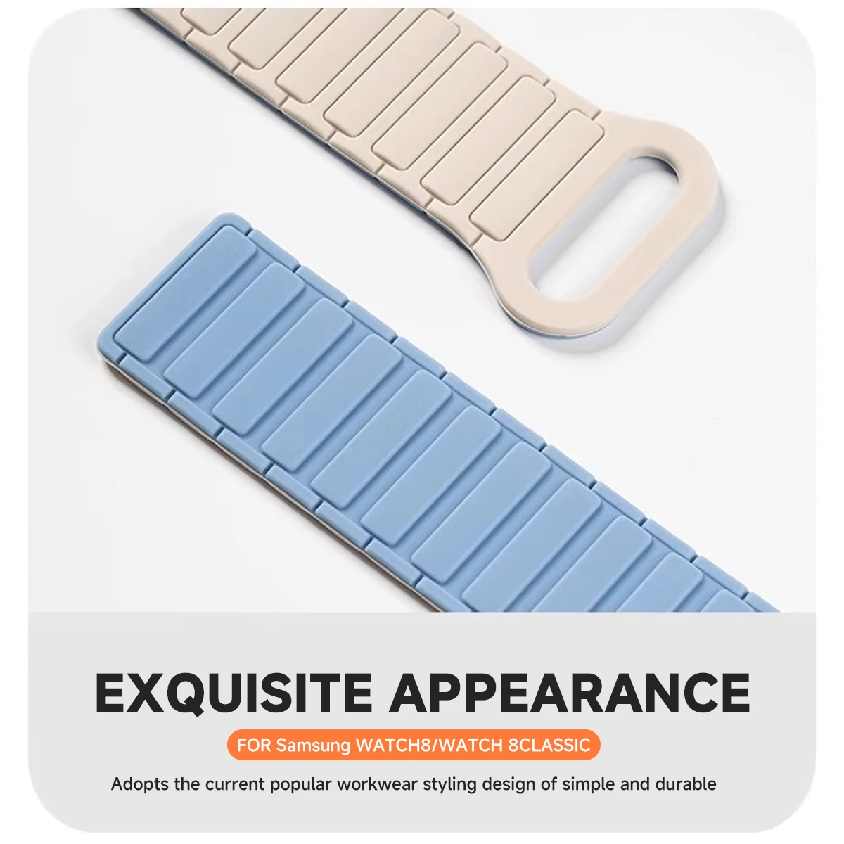 サムスン Galaxy Watch 8 40mm 44mm Classic 46mm用スポーツシリコンバンド、Galaxy Watch Ultra 2025 47mm用マグネット式ブレスレット（Correa）