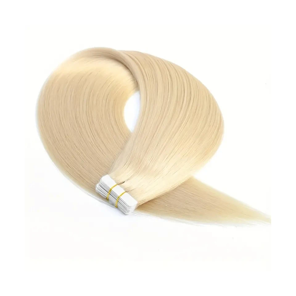 Tape In Haarextensies Blonde Tape In Extensions 613 Bleekblonde Haarextensies Tape In 20 Stks/pak Steil Natuurlijk Haar