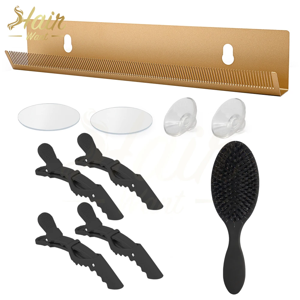 

Hair Want Stainless Steel Hair Extension Braiding Holder Rack Nylon Boar Bristle Hair Brush Sectioning Clip Hair Styling Tool