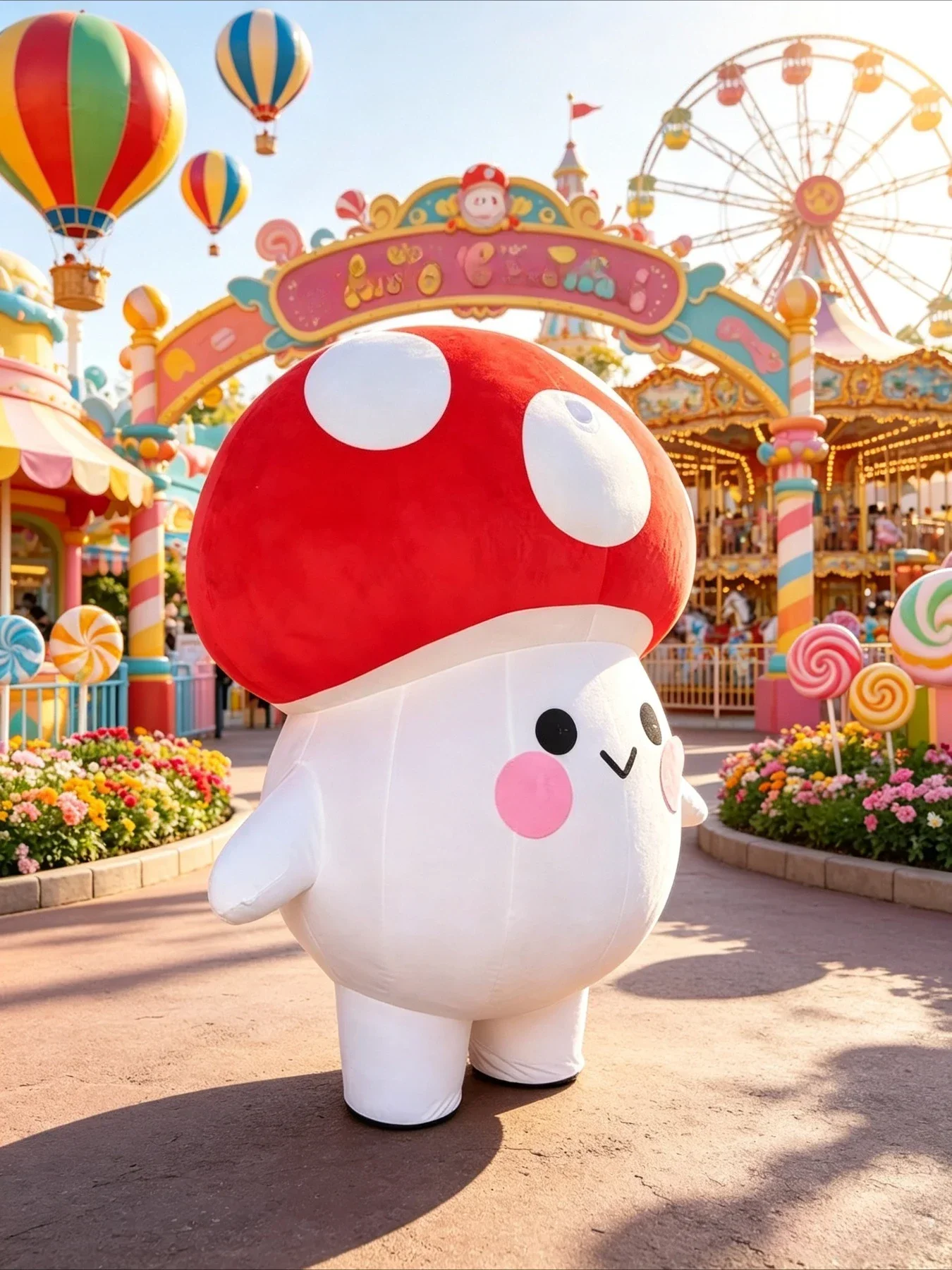 Inflatable Mushroom Mascot Costume Adult Cartoon Character Walking Cartoon Fancy Dress for Xmas Party Event view 4
