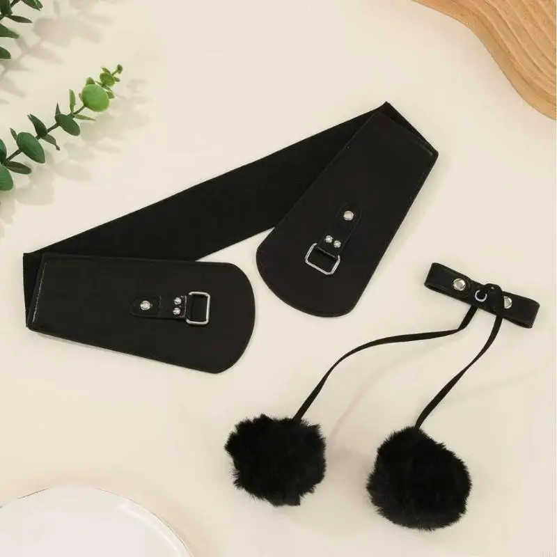 2026 New Comfortable Stretch Waist Belt for Women Features Plush Tie in Faux Leather Suitable for Daily Wear and Parties