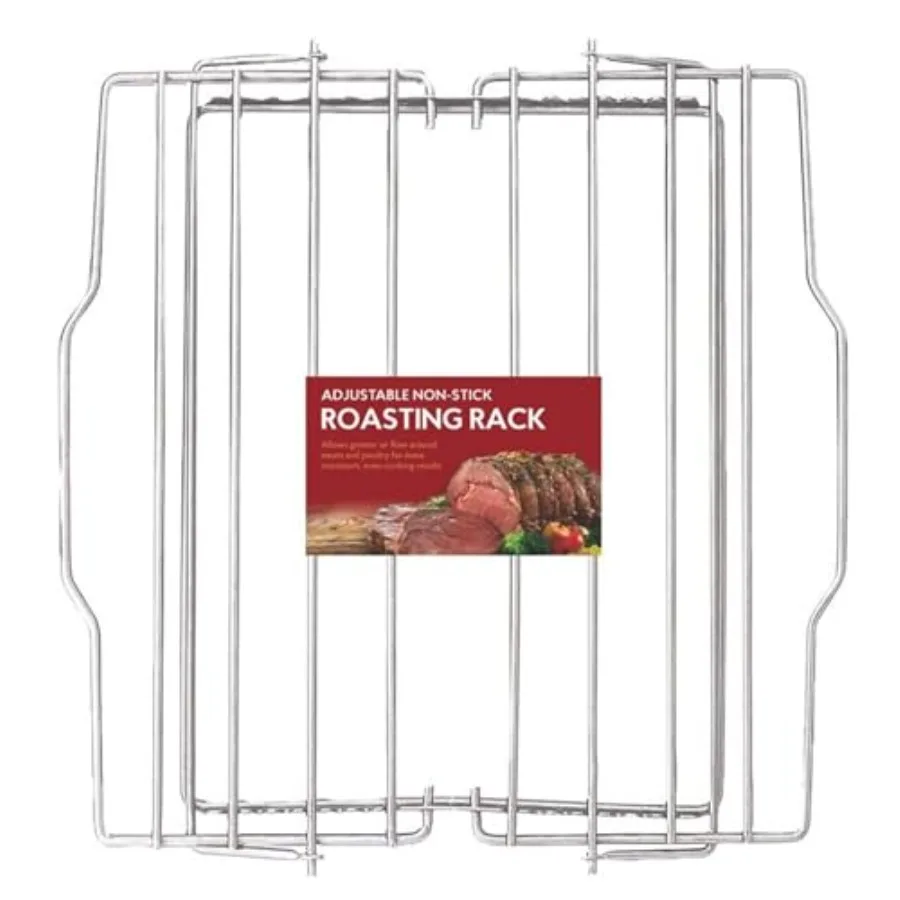 Roasting Baking Rack, -Plated Steel, Adjusts to 7 Different Positions, 11.5 x 10.5 x 0.5-Inches