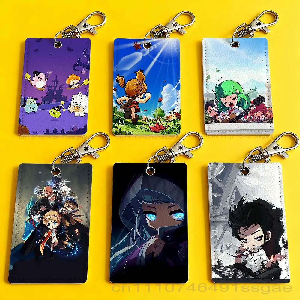 

Cute M-Maplestory Game Card Holder Men And Womenn Universal Antirust Keychain Learther Access Drop Key Tag Ring