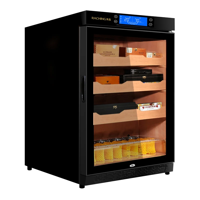 Electronic Cigar Cooler Humidor Cabinet With Led Light Low-E(uv protected) Glass Door Spanish Cedar Wood Shelves