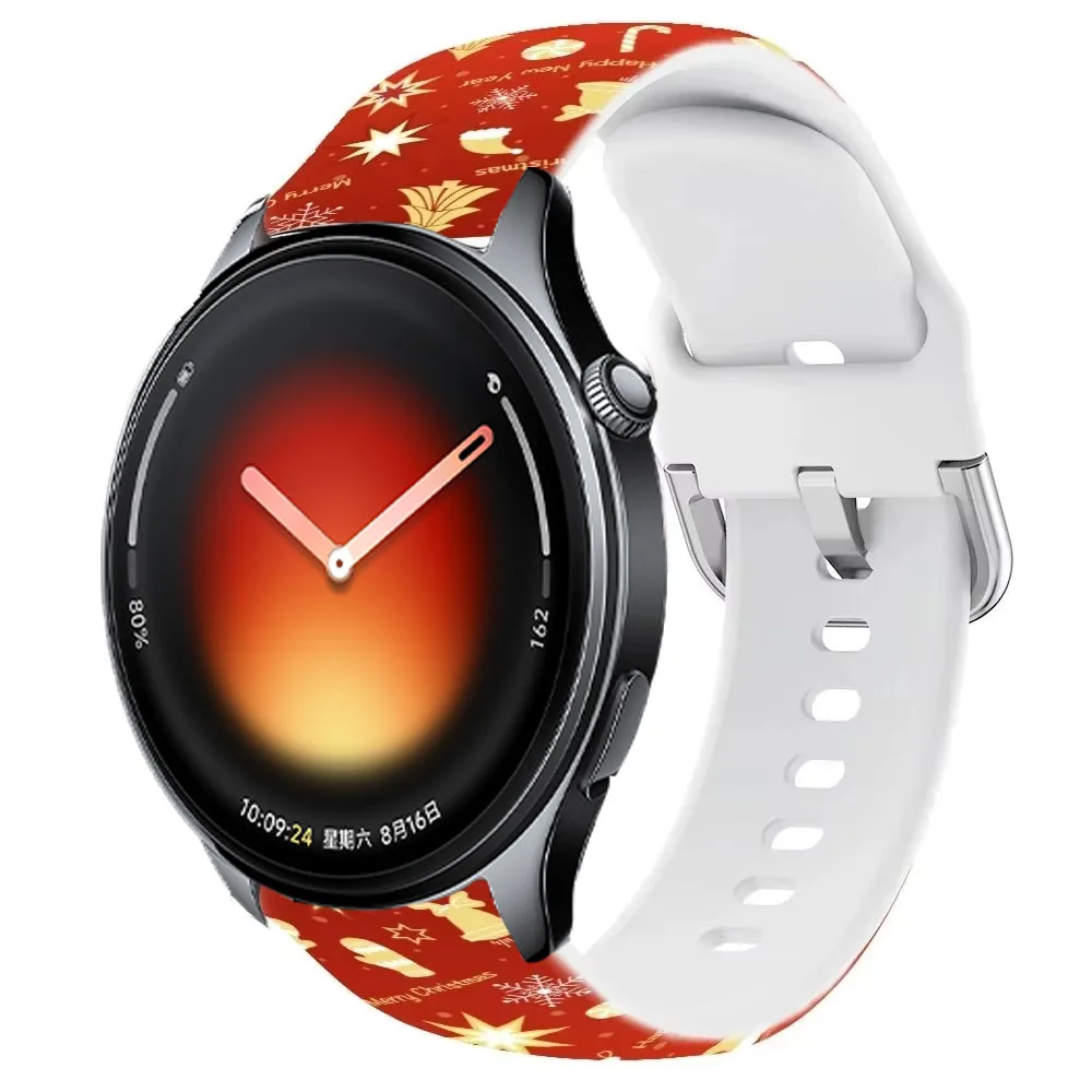 Christmas style Silicone 20/22mm Strap For Xiaomi watch 5 S5-4-3-2 Bracelet Band Oneplus Watch Lite 4 3 2 2R OPPO Watch S X2 X3