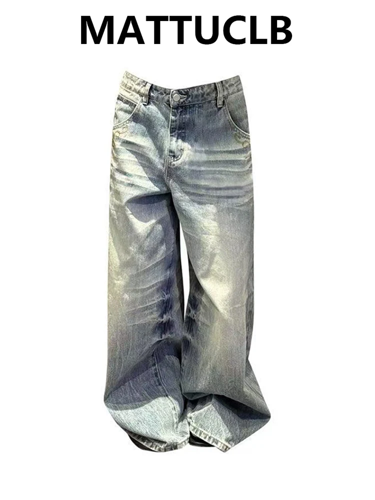 

Women's Baggy Jean Wide Fit Bleach Denim Pants Y2K Japanese Harajuku 2000s American Retro Grunge Men Punk Tide High Street New