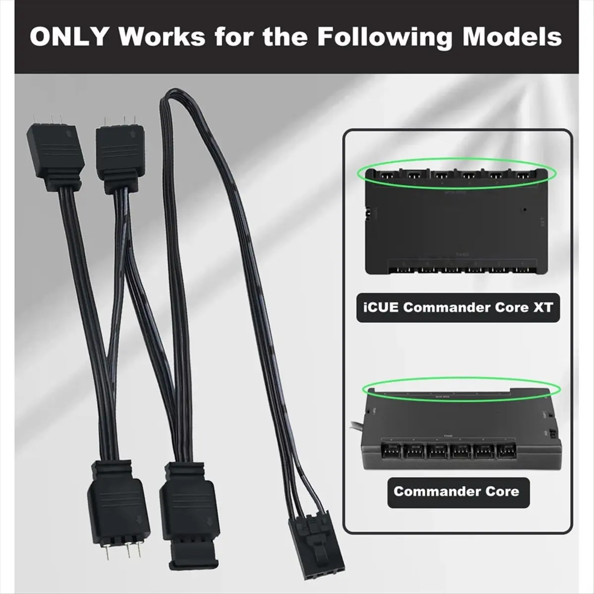 SCLS 1 to 4 ARGB Splitter Extension Cable Connect to 5V 3-Pin ARGB for Commander Core and ICUE Commander CORE XT