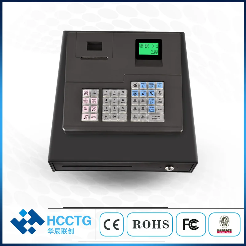 

Powerful Sale All In One POS Terminal MCU 51 USB/RS232 Desktop Cash Register with 8 digits LED Customer Display ECR600