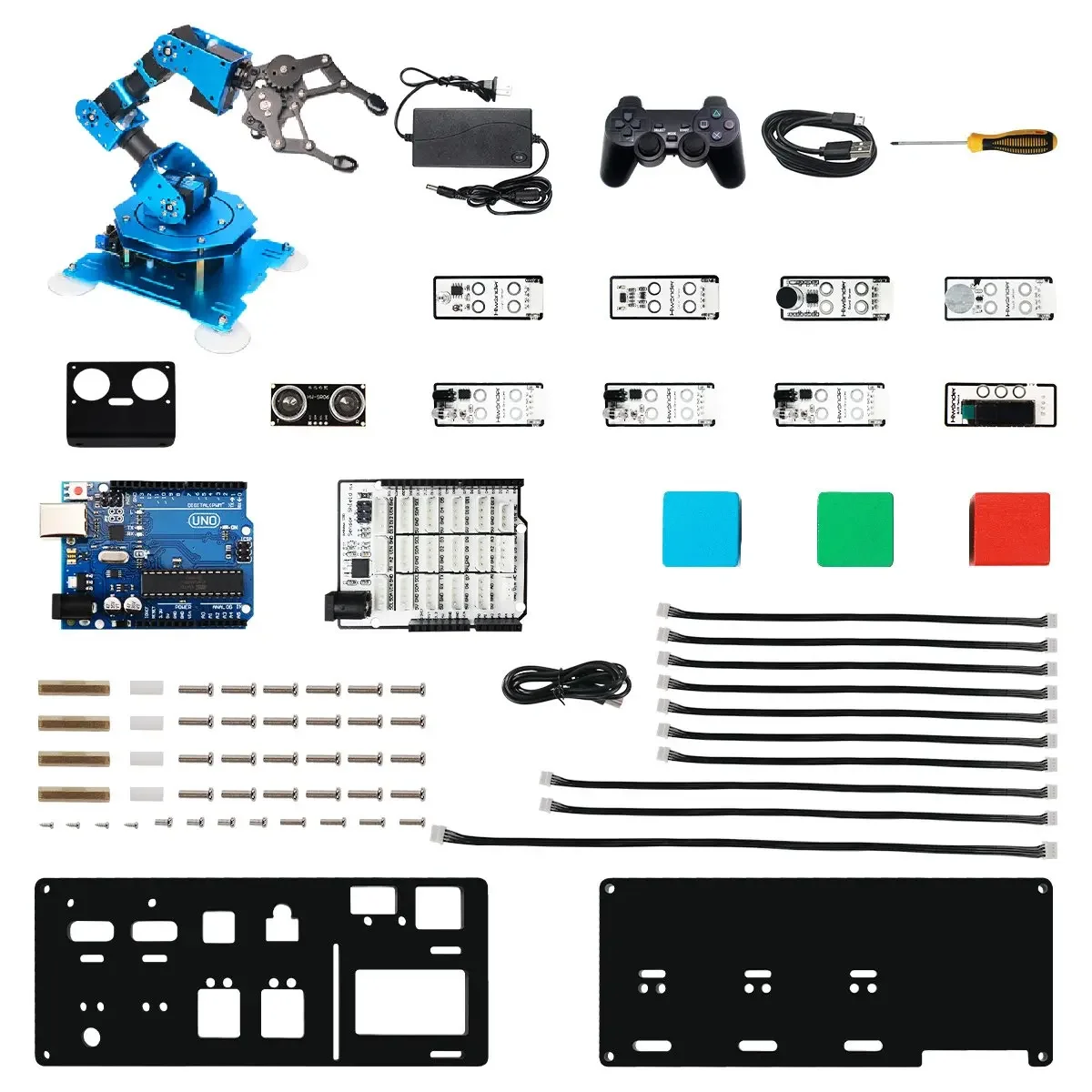 Smart Programmable Robotic Arm with Sensor Expansion Kit Starter Learning Kit for Arduino