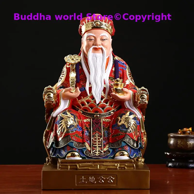 HOME SHOP Company Shrine TOP grade gilding brass God of wealth Mammon TU DI GONG CAI SHEN statue bring treasure money Good luck